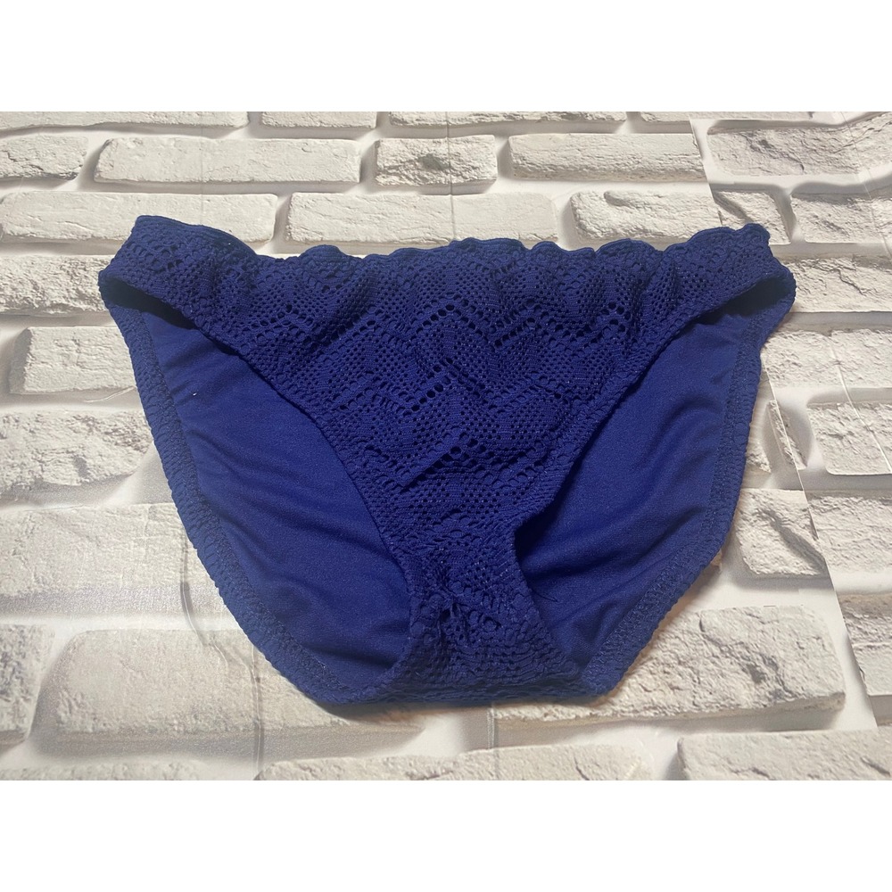 Mossimo‎ Crochet Swimsuit Bottoms Blue Bikini Lined Medium M